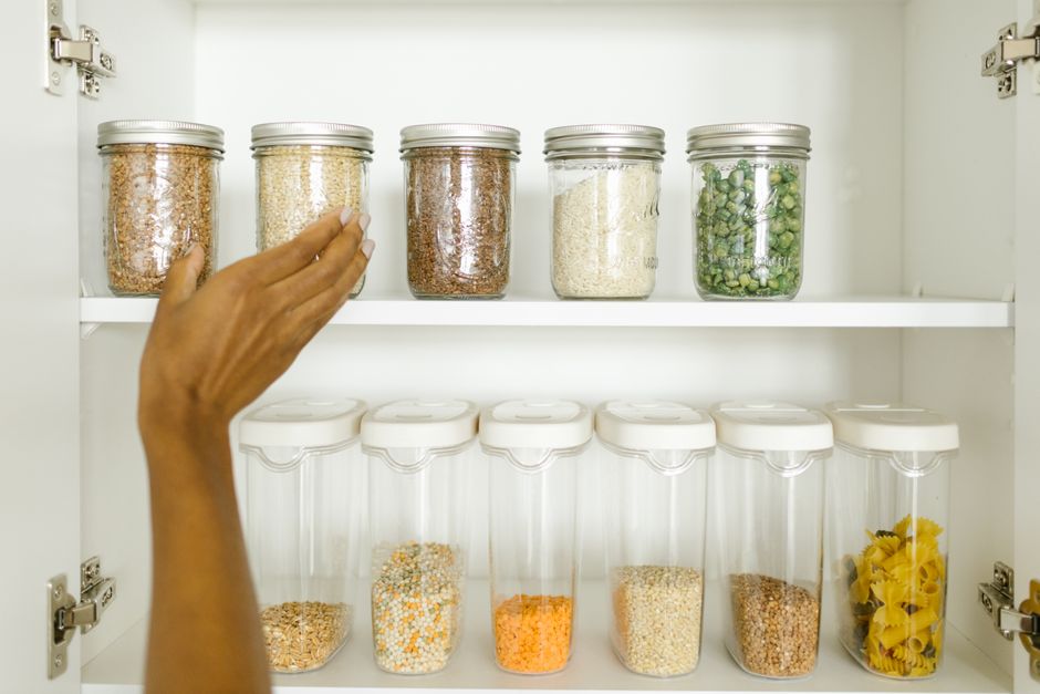 budget-friendly pantry staples for senior meal prep including canned beans and whole grains