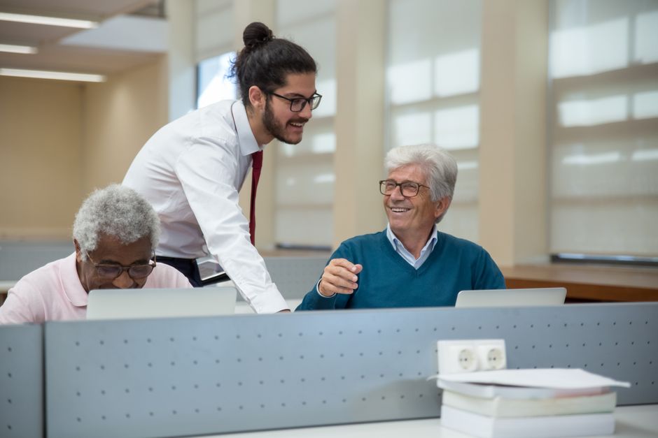 Group of senior adults attending a defensive driving course class