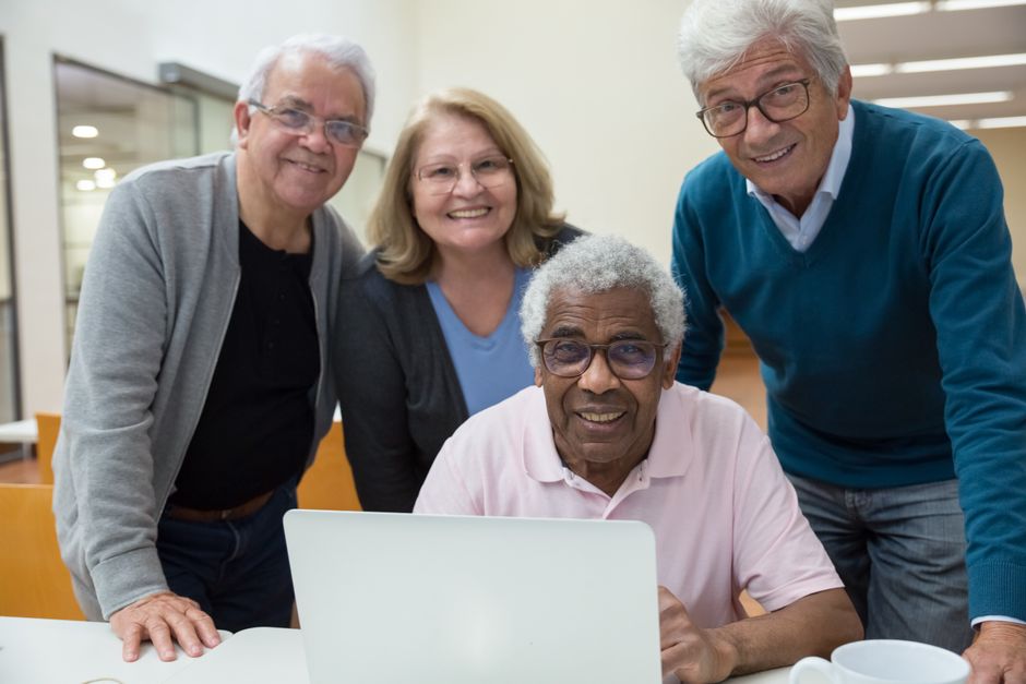 group of older adults participating in a lifelong learning discussion class