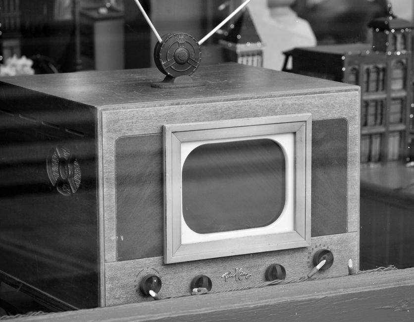 Indoor TV antenna connected to a television as a cable alternative